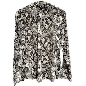 Tahari snakeskin high neck/mock neck long sleeve blouse